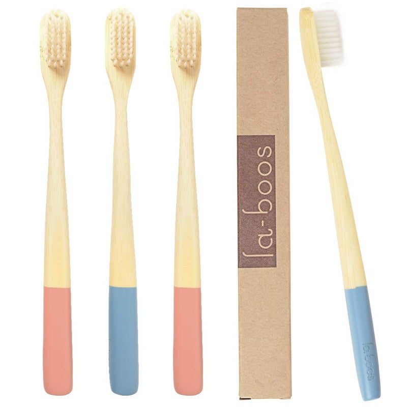 laboos Bamboo Toothbrushes Pack of 4 | eco-Friendly & Biodegradable | Non-Plastic BPA Free Soft Natural Bristles for Gingivitis and Sensitive Teeth | Recyclable Eco Toothbrush Men & Women - Image 1